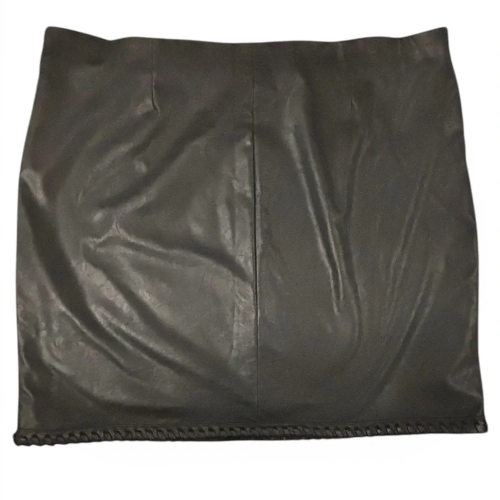 INC International Concepts Black Faux Leather Mini Skirt